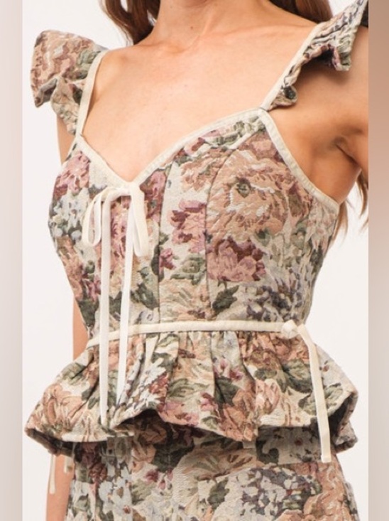Altar'd State Tops - Altar'd State Floral Tapestry Corset Top Baroque Coquette Girl Peplum Sz Medium